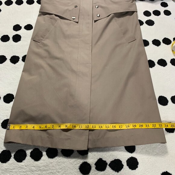 Vintage 80s 90s Khaki Long Beltless Classic Trench Coat Overcoat Raincoat - Picture 14 of 16